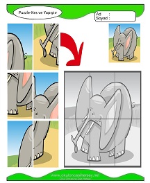 Puzzle Kes Yapıştır Çalışma Sayfaları